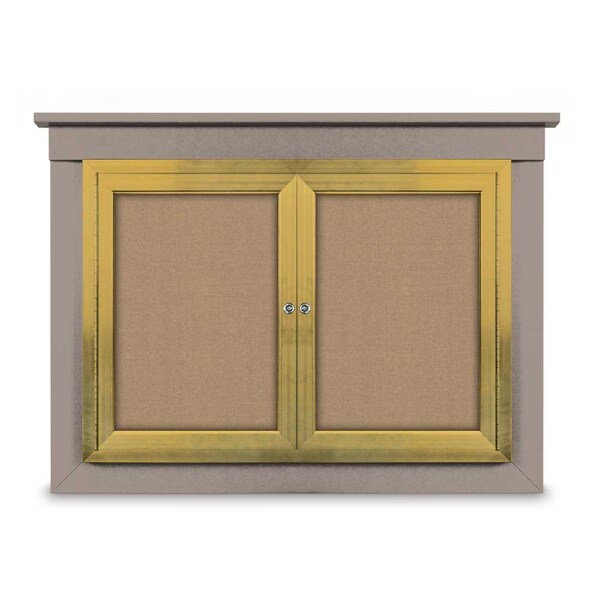 36"x36" 1-Door Enclosed Letterboard, Header, Grey Vinyl/Walnut